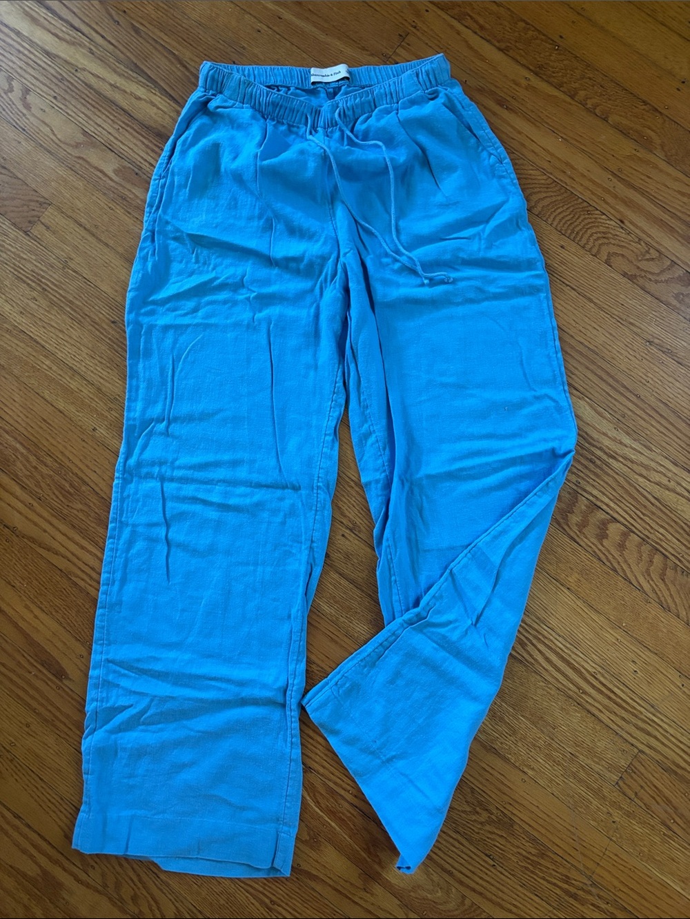 Abercrombie & Fitch linen blue Drawstring pants